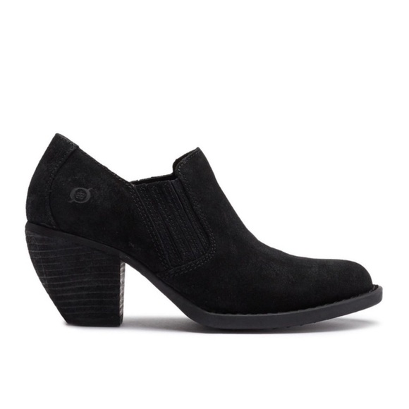 Born Fredrika Booties Black Suede Western Heeled Ankle Boots Size 6 - Picture 1 of 10